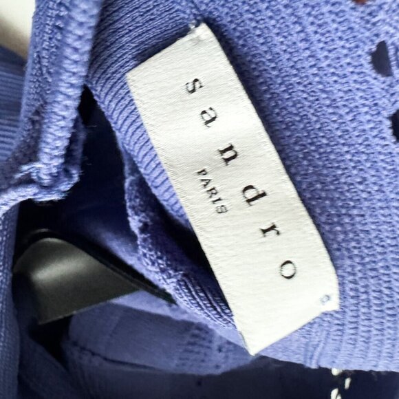 Sandro Blue Knit Crochet Detail Mini Skirt S - Picture 9 of 10